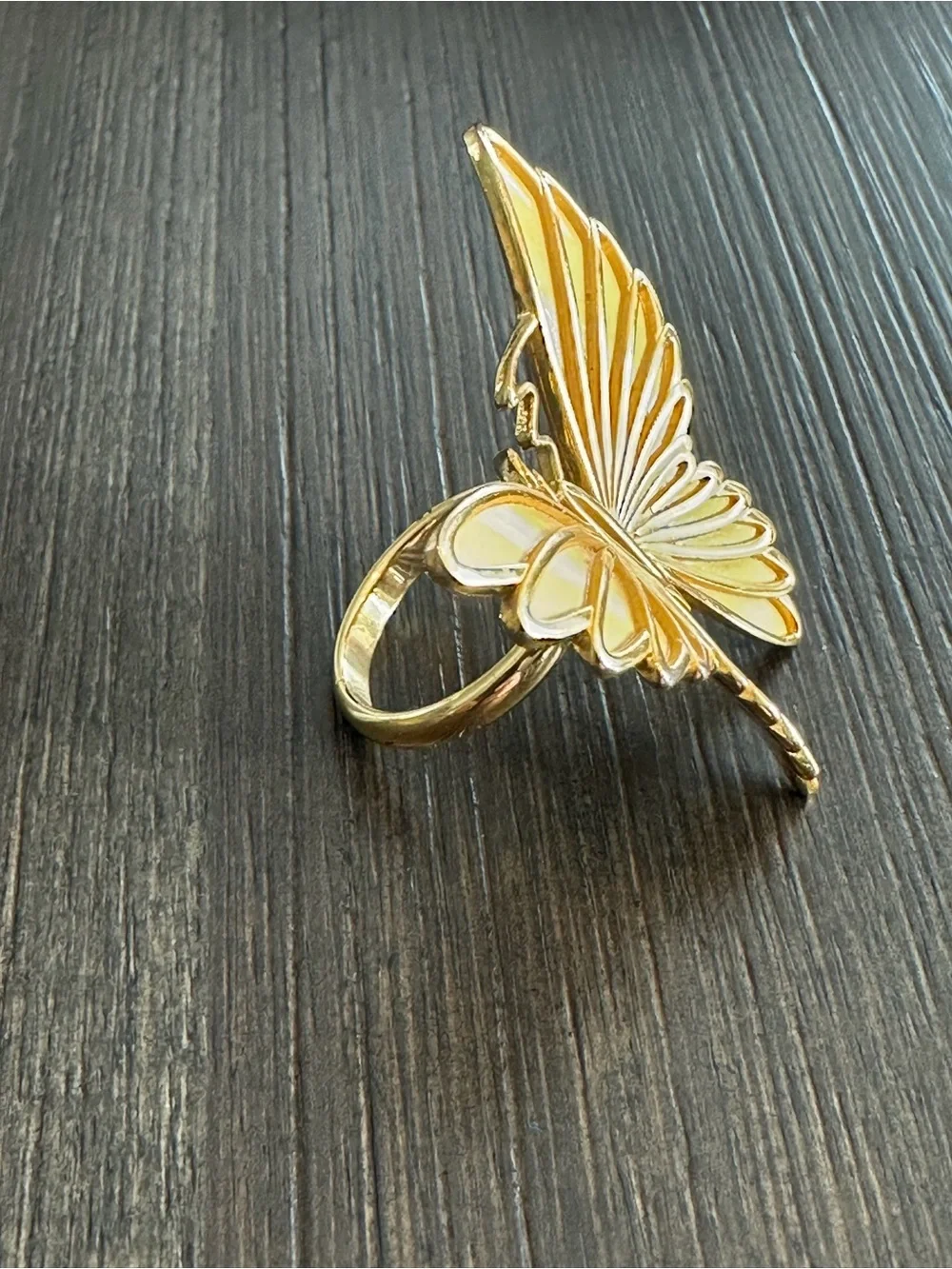 Vintage Style Butterfly Cocktail Ring – Genuine 925 Sterling Silver Gold Vermeil